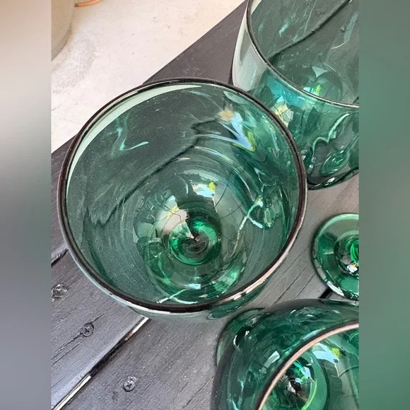 Vintage Empoli Green Wine Glasses – Hand-Blown Italian Mid-Century Barware